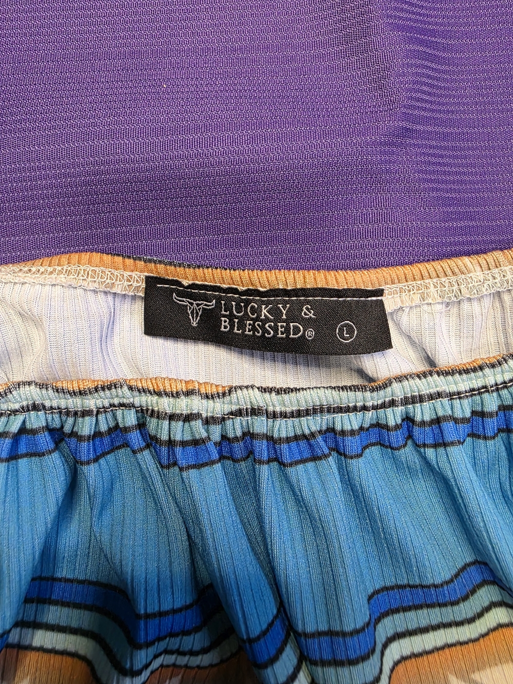 Lucky & Blessed Aztec Patterned Off-Shoulder Crop Top - Picture 2 of 7